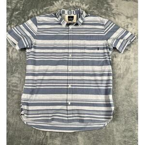 Quiksilver Striped Button Down Shirt Men's 2XL Blue White Regular Fit